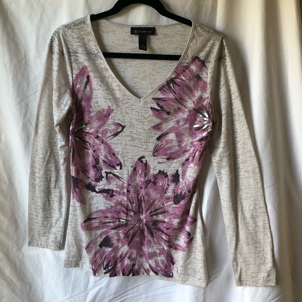 INC International Concepts Beige and Pink Top